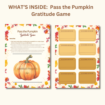 Thanksgiving Games & Activities Bundle | Printable Thanksgiving Bingo, Gratitude Game, Scavenger Hunt, Table Decor, and More