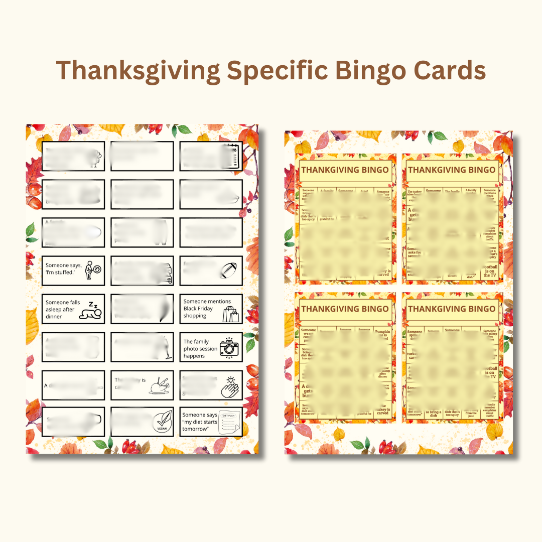 Thanksgiving Games & Activities Bundle | Printable Thanksgiving Bingo, Gratitude Game, Scavenger Hunt, Table Decor, and More