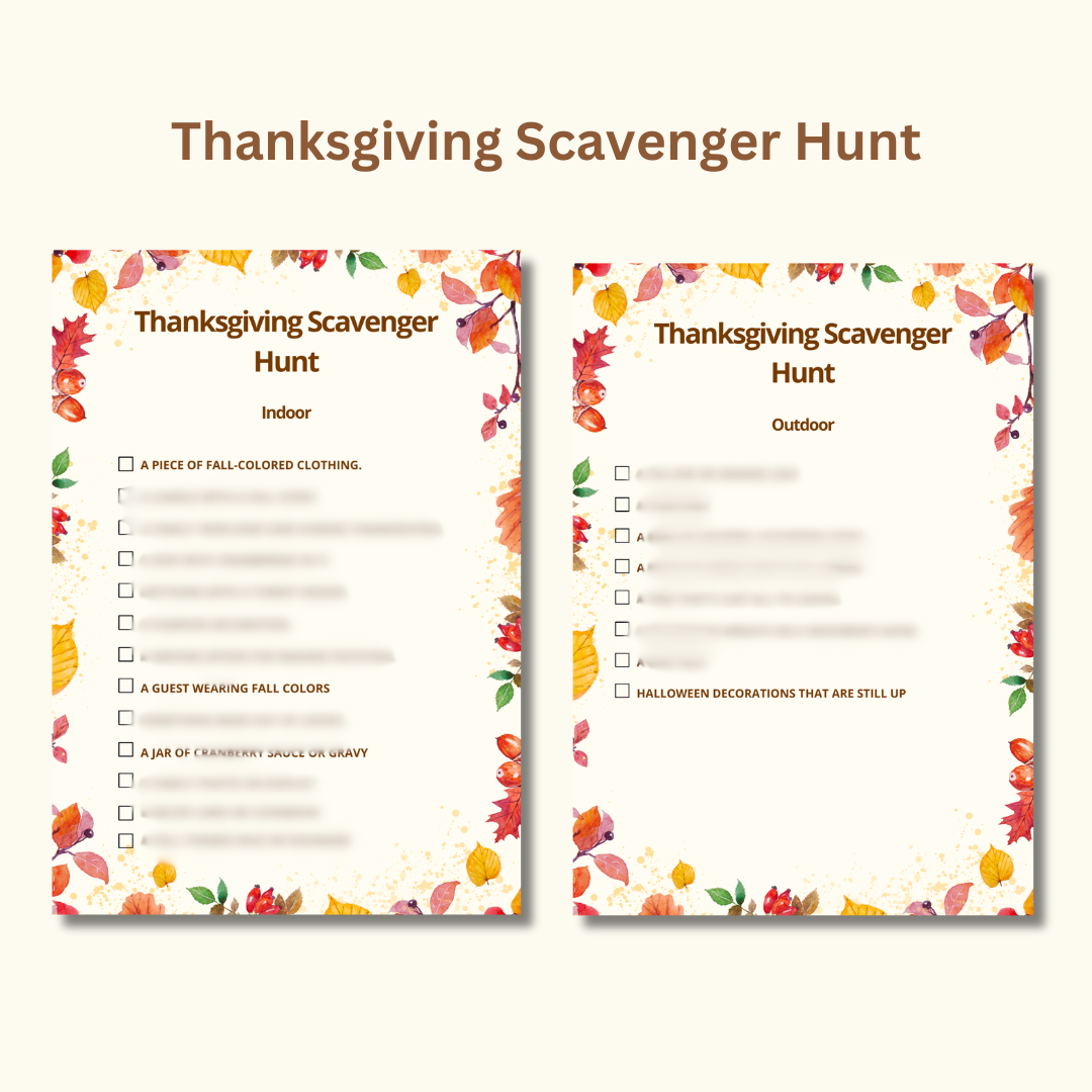 Thanksgiving Games & Activities Bundle | Printable Thanksgiving Bingo, Gratitude Game, Scavenger Hunt, Table Decor, and More