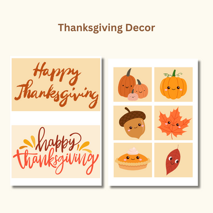 Thanksgiving Games & Activities Bundle | Printable Thanksgiving Bingo, Gratitude Game, Scavenger Hunt, Table Decor, and More