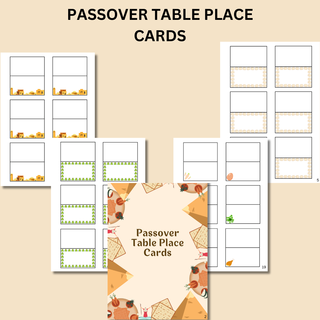 Passover (Pesach) Table Place Cards Collection (40 pages)