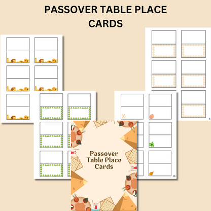 Passover (Pesach) Table Place Cards Collection (40 pages)